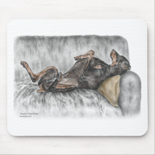 Funny Doberman on Sofa Mouse Mat