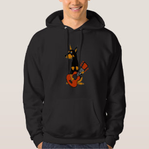 Funny Doberman Pinscher Playing Guitar Hoodie