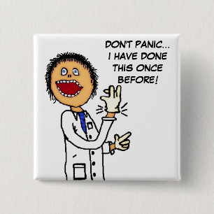 Funny Doctor Cartoon 15 Cm Square Badge