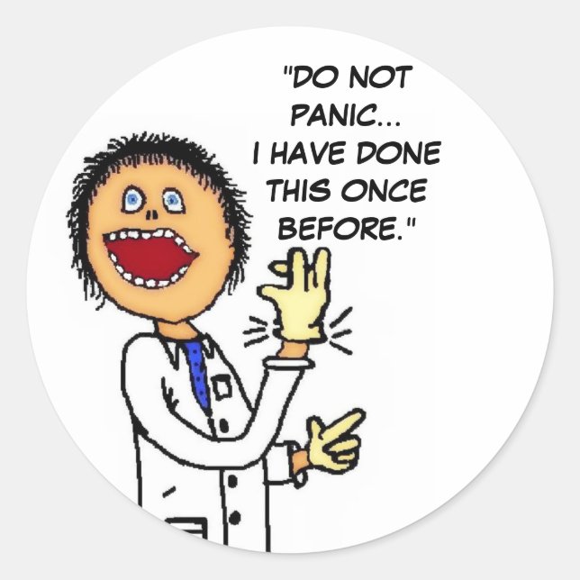 Funny Doctor Cartoon Classic Round Sticker (Front)