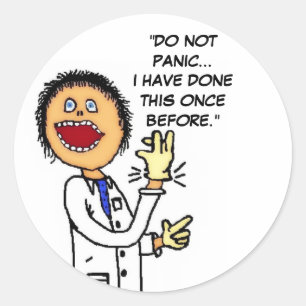 Funny Doctor Cartoon Classic Round Sticker