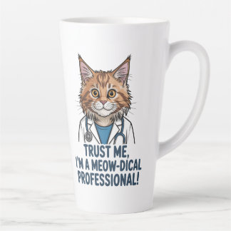Funny Doctor Cat Medical Humor Illustration Latte Mug
