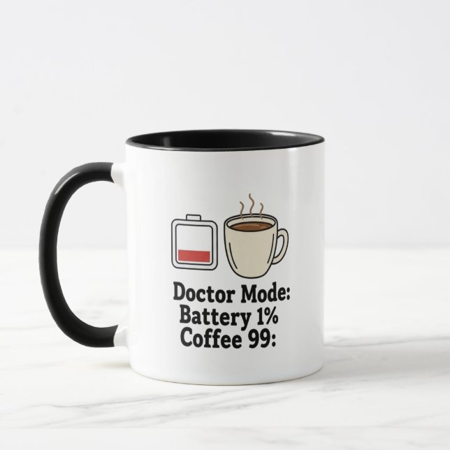 Funny Doctor Coffee Battery Life Graphic Mug (Left)
