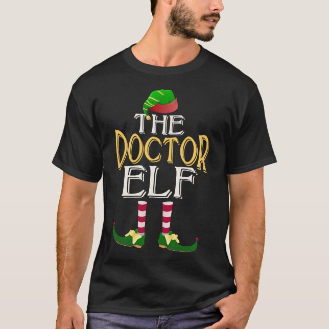 Funny Doctor Elf Hat Family Group Christmas Party  T-Shirt (Front)