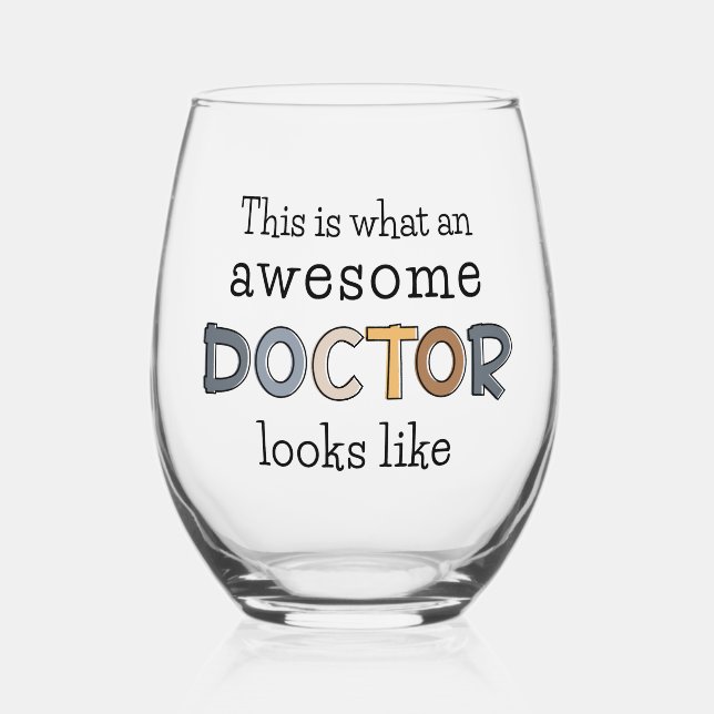 Funny Doctor Gifts | Awesome Doctor Stemless Wine Glass (Front)