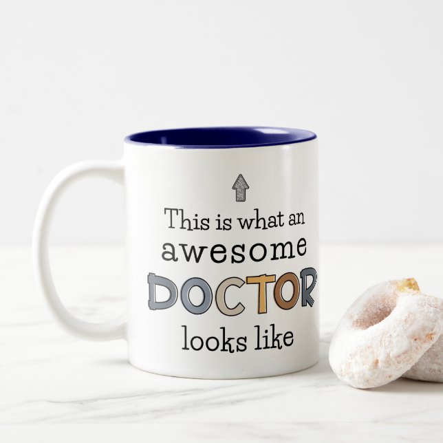Funny Doctor Gifts | Awesome Doctor Two-Tone Coffee Mug (With Donut)