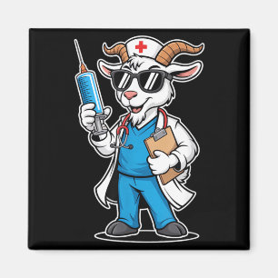 Funny Doctor Goat Nurse Syringe Cartoon Magnet