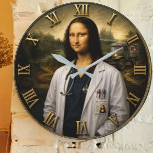 Funny Doctor Mona Lisa Large Clock