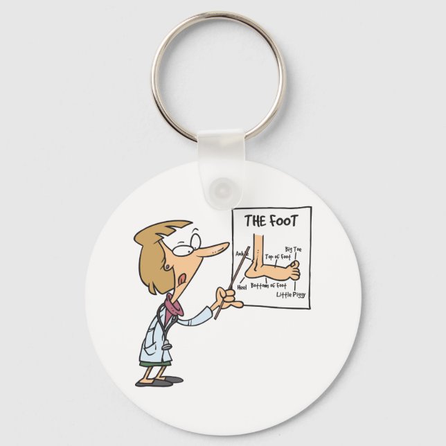 Funny Doctor Teaching Foot Anatomy Key Ring (Front)