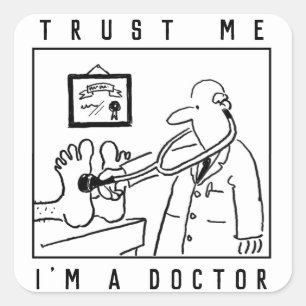 Funny Doctor with Stethoscope Checking Feet Square Sticker
