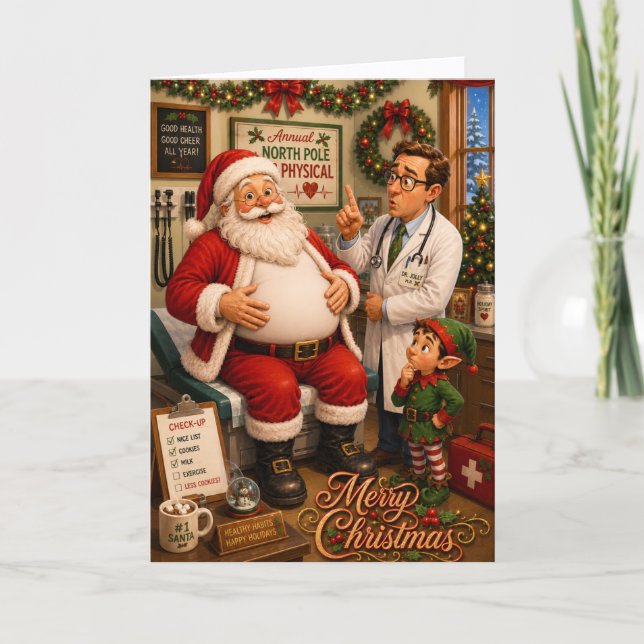 Funny Doctors Office Client Appreciation Christmas Holiday Card (Front)