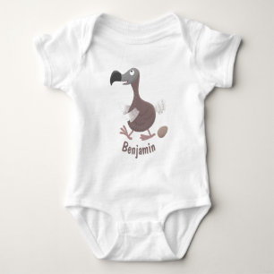 Funny dodo bird cartoon illustration baby bodysuit