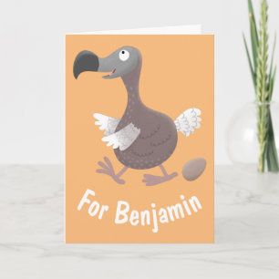 Funny dodo bird cartoon illustration card