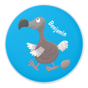 Funny dodo bird cartoon illustration ceramic knob