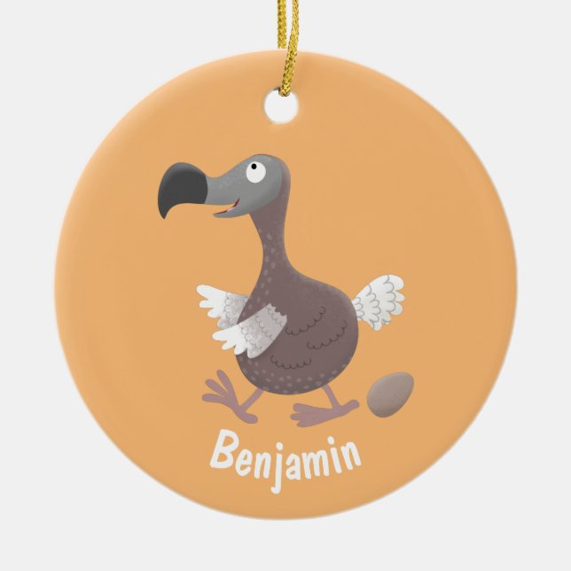Funny dodo bird cartoon illustration ceramic tree decoration (Front)