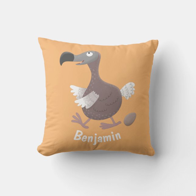 Funny dodo bird cartoon illustration cushion (Front)