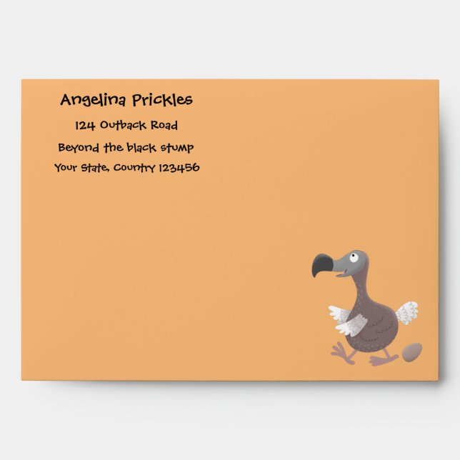Funny dodo bird cartoon illustration envelope (Front)