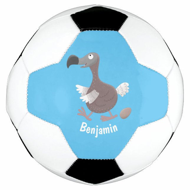Funny dodo bird cartoon illustration football (Front)