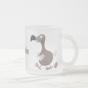 Funny dodo bird cartoon illustration frosted glass coffee mug