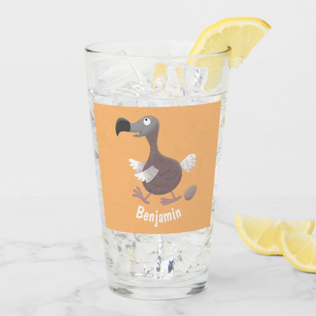Funny dodo bird cartoon illustration glass (Back Ice)