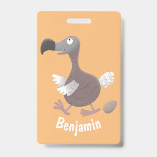 Funny dodo bird cartoon illustration ID badge