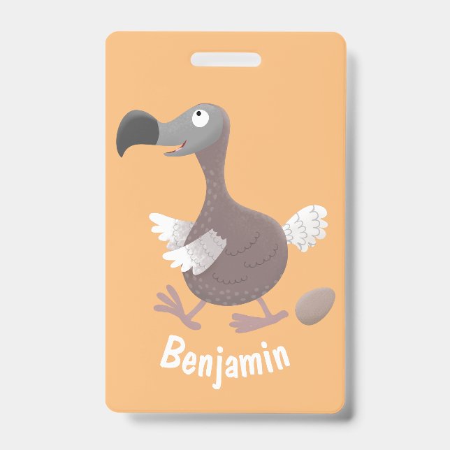 Funny dodo bird cartoon illustration ID badge (Front)
