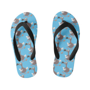 Funny dodo bird cartoon illustration kid's flip flops