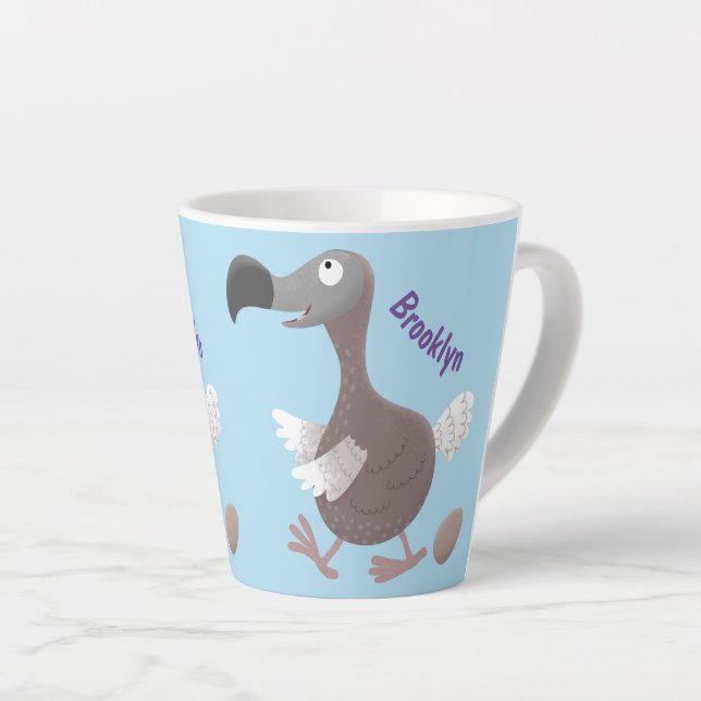 Funny dodo bird cartoon illustration latte mug (Right Angle)