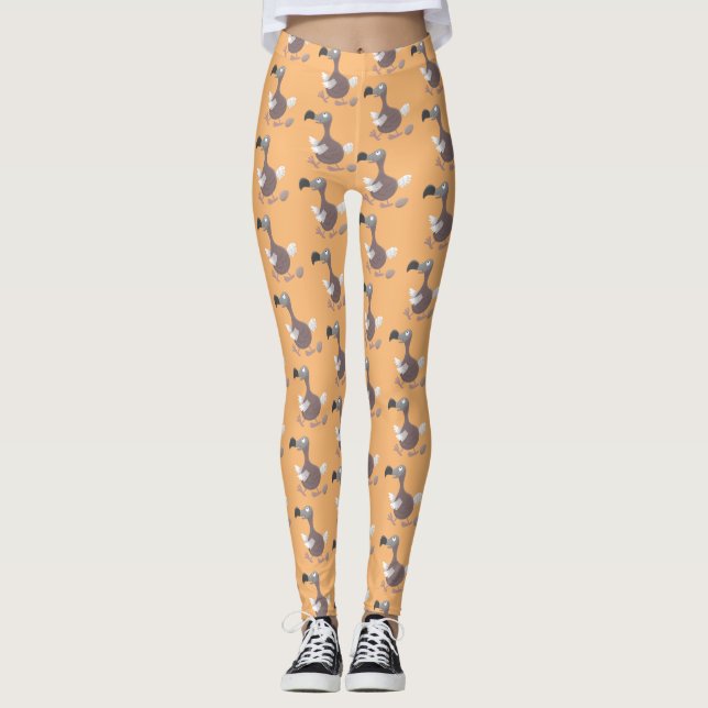 Funny dodo bird cartoon illustration leggings (Front)