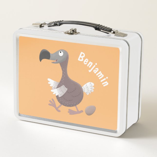 Funny dodo bird cartoon illustration metal lunch box (Front)