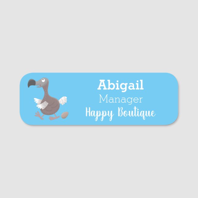 Funny dodo bird cartoon illustration  name tag (Front)
