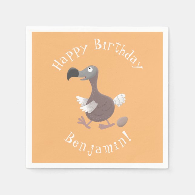 Funny dodo bird cartoon illustration napkin (Front)