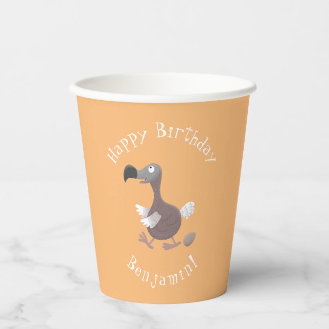 Funny dodo bird cartoon illustration paper cups (Front)