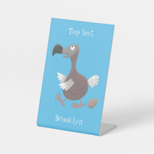 Funny dodo bird cartoon illustration pedestal sign