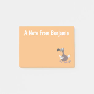Funny dodo bird cartoon illustration post-it notes