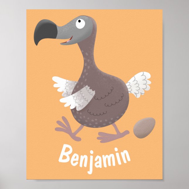 Funny dodo bird cartoon illustration poster (Front)