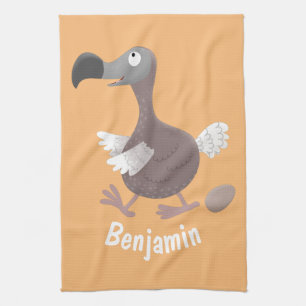 Funny dodo bird cartoon illustration tea towel