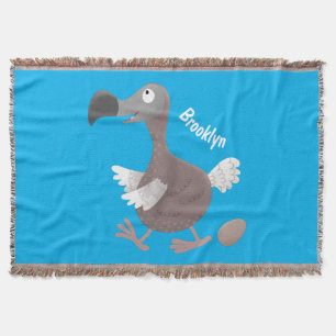 Funny dodo bird cartoon illustration throw blanket