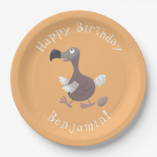 Funny dodo bird personalised cartoon birthday paper plate