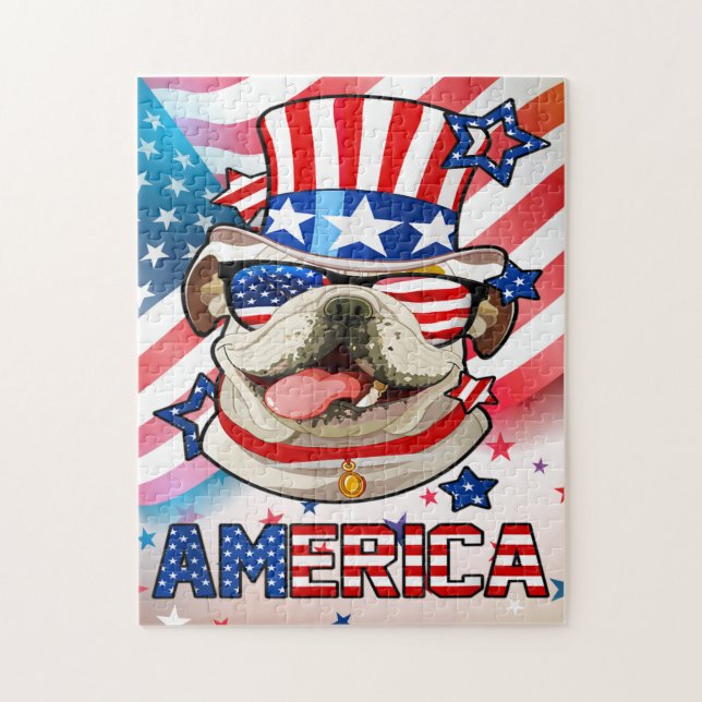 Funny Dog 4th of July Jigsaw Puzzle (Vertical)
