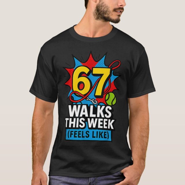 Funny Dog 6 7 Walks This Week Slang Meme Six Seven T-Shirt (Front)