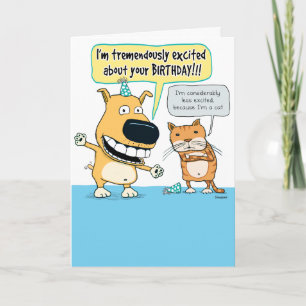 Funny Dog and Cat Birthday Card