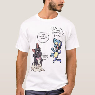 Funny Dog and Cat Cartoon – Cute French Bulldogs T-Shirt