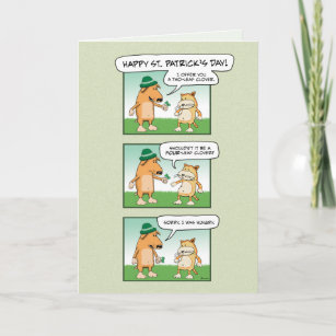Funny Dog and Cat Clover St. Patrick's Day Card