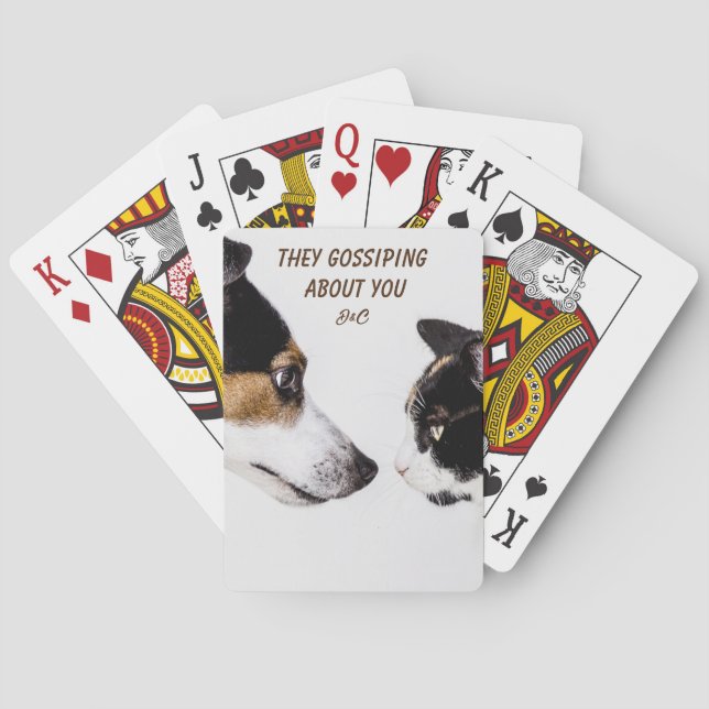Funny Dog and Cat Conversation  Playing Cards (Back)