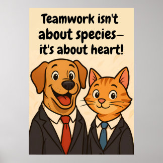 Funny Dog and Cat Wall Art with Inspirational Quot