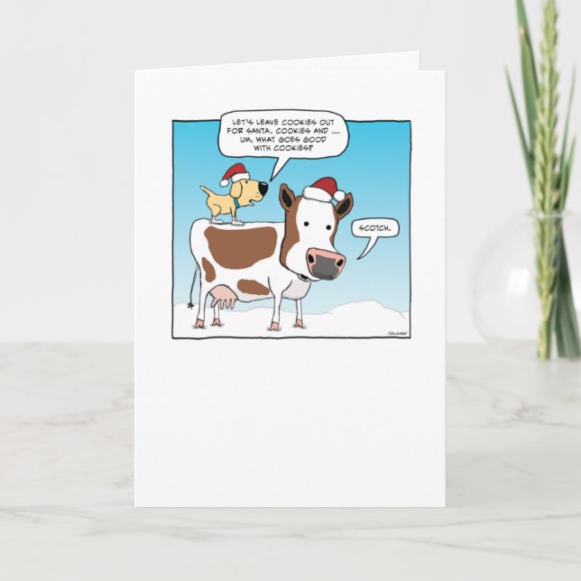 Funny Dog and Cow Christmas Card (Front)