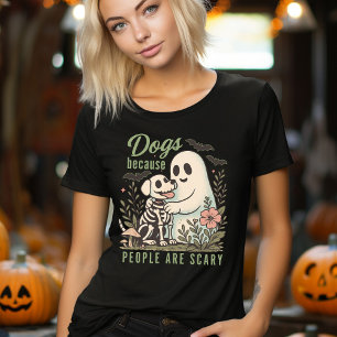 Funny Dog and Ghost Halloween Tri-Blend Shirt