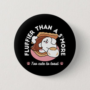 Funny Dog and S’more Design – Kawaii Pet Lover Pun 6 Cm Round Badge