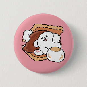 Funny Dog and S’more Design – Kawaii Pet Lover Pun 6 Cm Round Badge